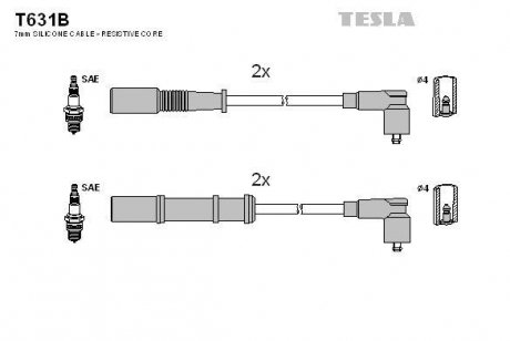 Провода высоковольтные - (55195776 / 55195775) TESLA T631B (фото 1)