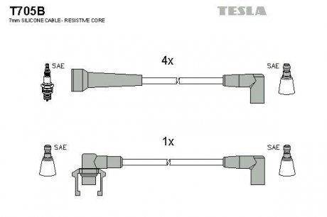 Провода высоковольтные - (7700749826 / 7700746401) TESLA T705B (фото 1)