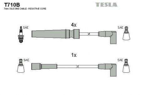 Провода высоковольтные - (NP1332 / NP1149) TESLA T710B (фото 1)