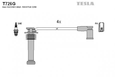 Провода высоковольтные - (1202513 / 1012436) TESLA T726G (фото 1)