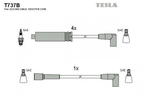 Провода высоковольтные - (92060980 / 12087927) TESLA T737B (фото 1)