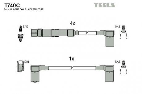 Провода высоковольтные - (1021502918 / 1021502018) TESLA T740C (фото 1)