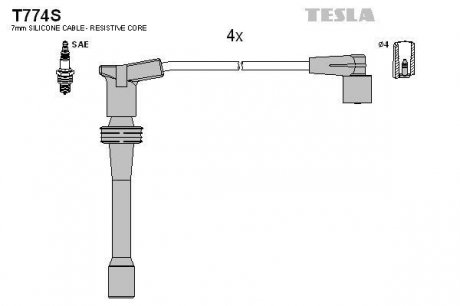 Провода высоковольтные - TESLA T774S (фото 1)