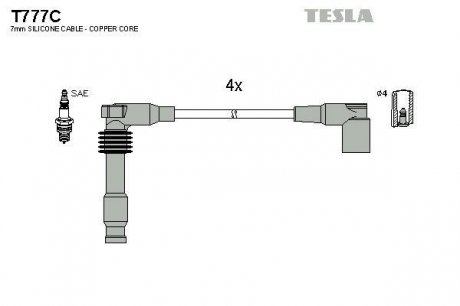 Провода высоковольтные - (96460220 / 96190263 / 94460220) TESLA T777C (фото 1)