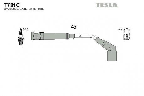 Провода высоковольтные - (1247361) TESLA T781C (фото 1)