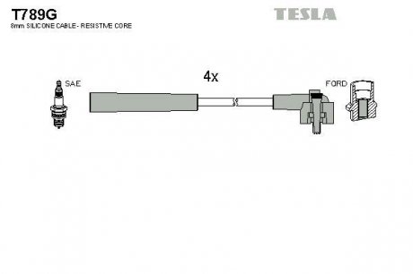 Комплект кабелей зажигания TESLA T789G