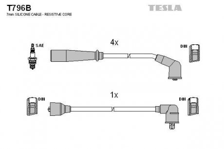 Провода высоковольтные - (KK37018140 / KK15018140D / 0K20218140) TESLA T796B (фото 1)