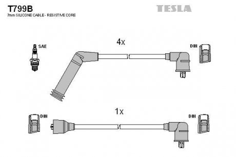 Провода высоковольтные - (2750132F00 / 2750132C00) TESLA T799B (фото 1)