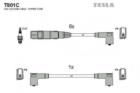 Провода высоковольтные - (21905409 / 021905409B) TESLA T801C (фото 1)