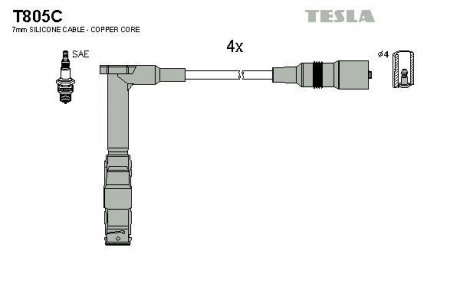 Провода высоковольтные - TESLA T805C (фото 1)