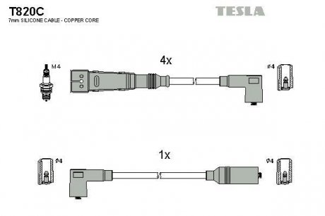 Провода высоковольтные - (25998031) TESLA T820C (фото 1)