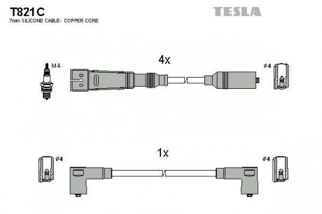 Провода высоковольтные - (443998031) TESLA T821C
