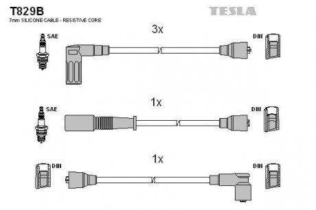Провода высоковольтные - (7604227) TESLA T829B (фото 1)