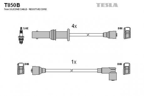 Провода высоковольтные - TESLA T850B (фото 1)