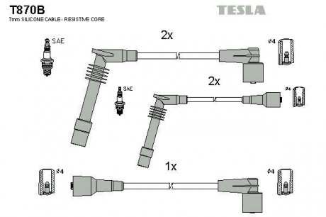 Провода высоковольтные - (90510854 / 1612611) TESLA T870B (фото 1)
