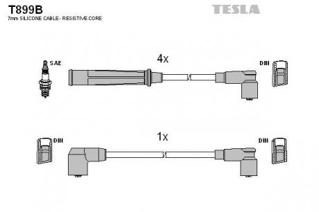 Провода высоковольтные - (ZX1618140 / 8BGA18140A / 8BGA18140) TESLA T899B (фото 1)