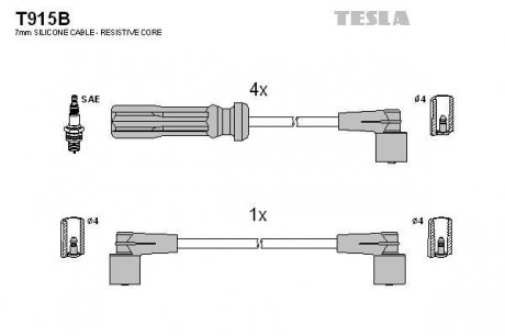 Провода высоковольтные - TESLA T915B (фото 1)