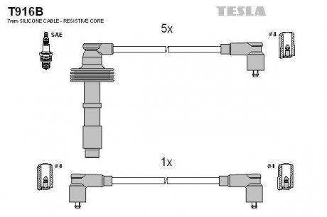 Провода высоковольтные - (91464032) TESLA T916B (фото 1)