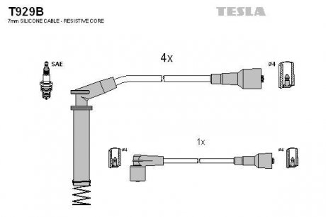 Провода высоковольтные - (1612558) TESLA T929B (фото 1)