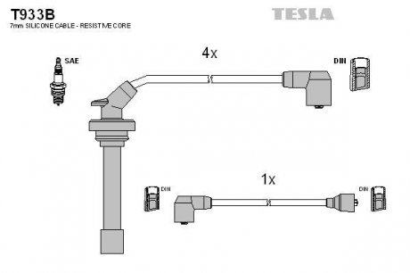 Комплект кабелей зажигания TESLA T933B (фото 1)