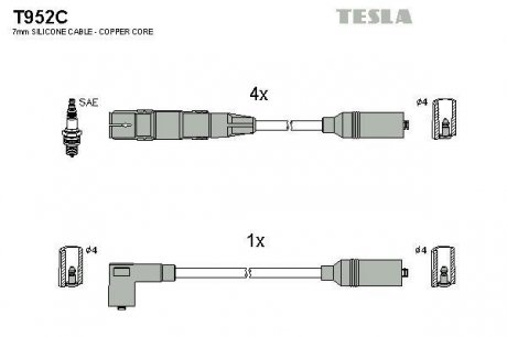 Провод высокого напряжения TESLA T952C (фото 1)