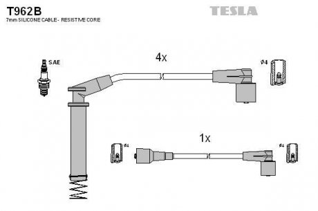 Провода высоковольтные - (1612610 / 1612556 / 1612544) TESLA T962B (фото 1)