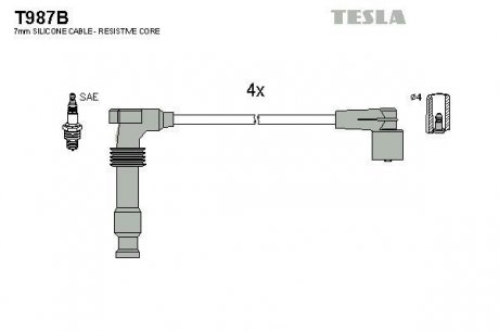 Провода высоковольтные - (1612561) TESLA T987B (фото 1)