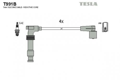Провода высоковольтные - (90580761 / 90580760 / 1282147) TESLA T991B (фото 1)
