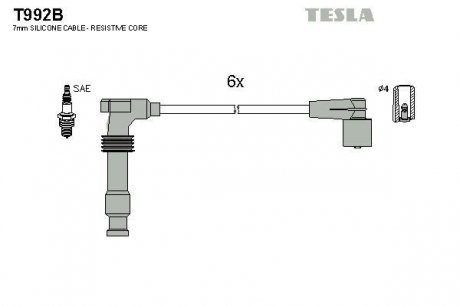 Провода высоковольтные - (1612619 / 1612603) TESLA T992B (фото 1)