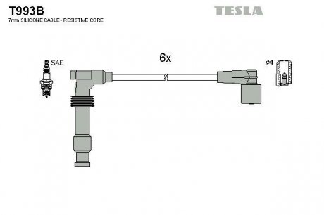 Провода высоковольтные - (1612623 / 1612622 / 1612605) TESLA T993B (фото 1)