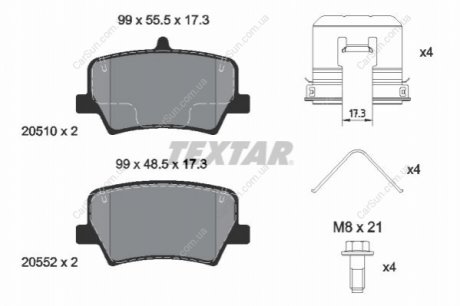 Комплект гальмівних колодок, дискове гальмо TEXTAR 2051001