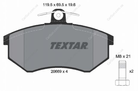 Комплект тормозных колодок, дисковый тормоз TEXTAR 2066921 (фото 1)