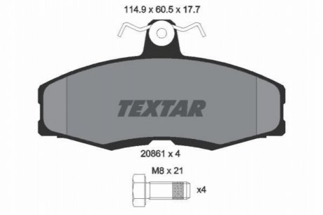 Гальмівні колодки, дискове гальмо (набір) TEXTAR 2086117714 (фото 1)
