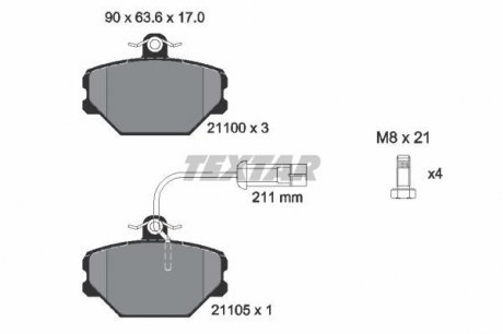 Комплект тормозных колодок, дисковый тормоз TEXTAR 2110005