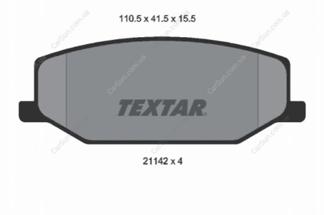 Комплект гальмівних колодок, дискове гальмо TEXTAR 2114202