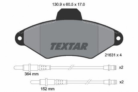 Гальмівні колодки, дискове гальмо (набір) TEXTAR 2163102