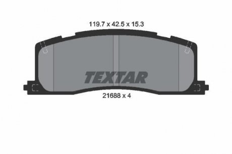 Комплект тормозных колодок, дисковый тормоз TEXTAR 2168801 (фото 1)