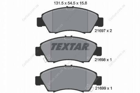 Комплект гальмівних колодок, дискове гальмо TEXTAR 2169701