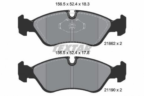 Комплект тормозных колодок, дисковый тормоз TEXTAR 2186201 (фото 1)