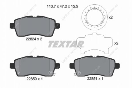 Комплект гальмівних колодок, дискове гальмо TEXTAR 2282401