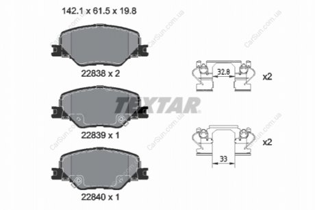 Комплект гальмівних колодок, дискове гальмо TEXTAR 2283801 (фото 1)