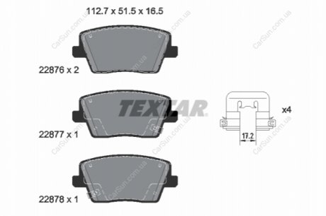 Комплект гальмівних колодок, дискове гальмо TEXTAR 2287601 (фото 1)