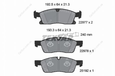 Комплект гальмівних колодок, дискове гальмо TEXTAR 2297701 (фото 1)