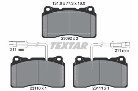 Комплект тормозных колодок, дисковый тормоз TEXTAR 2309201