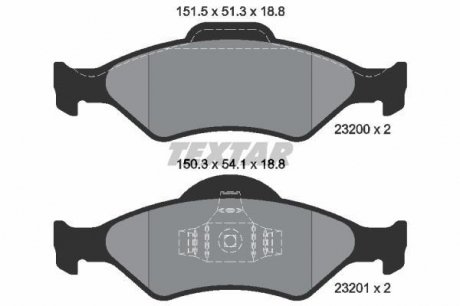 Комплект тормозных колодок, дисковый тормоз TEXTAR 2320001 (фото 1)