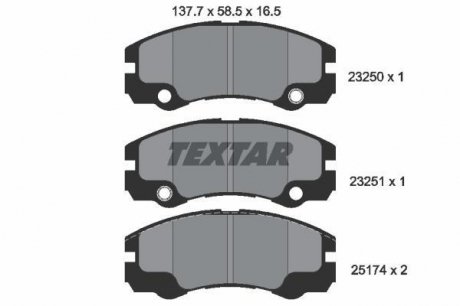 Комплект тормозных колодок, дисковый тормоз TEXTAR 2325001