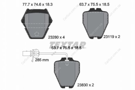 Комплект гальмівних колодок, дискове гальмо TEXTAR 2328001 (фото 1)