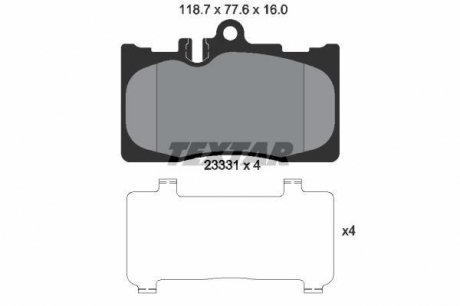 Комплект тормозных колодок, дисковый тормоз TEXTAR 2333102 (фото 1)