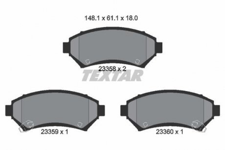 Комплект тормозных колодок, дисковый тормоз TEXTAR 2335801 (фото 1)