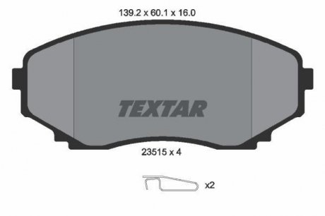 Комплект тормозных колодок, дисковый тормоз TEXTAR 2351501 (фото 1)